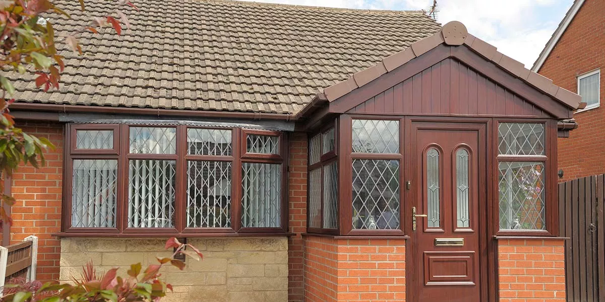 Entrance Porch in UPVC Rosewood